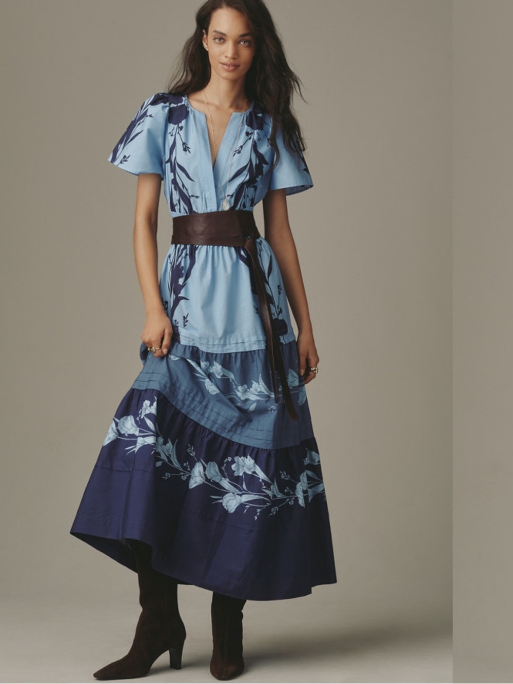 ANTHROPOLOGIE The Somerset Maxi Dress in Soft Blue Floral size Small - Picture 4 of 4